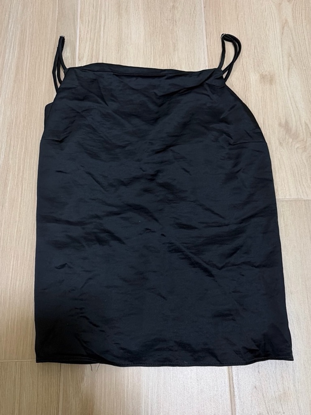 Classic Black Silk Top with Spaghetti Straps